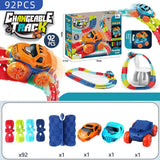 Changeable Track In The Dark Track with LED Light-Up Race Car Flexible Track Toy 92 - 45-Degree Angle