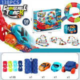 Changeable Track In The Dark Track with LED Light-Up Race Car Flexible Track Toy 92 - Rear View