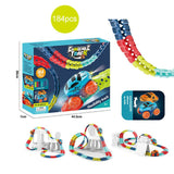 Changeable Track In The Dark Track with LED Light-Up Race Car Flexible Track Toy 92 - Low Angle