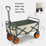 8 Inch Wheel Black Folding Beach Wagon Cart Trolley Garden Outdoor Picnic Camping Sports Market Collapsible Shop - 45-Degree Angle