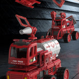 DanBaoLe Magnetic Fire Truck DIY Assembly Eneineering Vehicle with Music Lights Red Christmas Gift - Front View