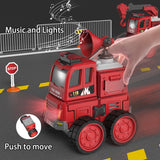 DanBaoLe Magnetic Fire Truck DIY Assembly Eneineering Vehicle with Music Lights Red Christmas Gift - 45-Degree Angle