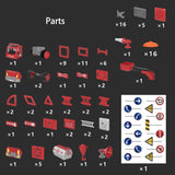 DanBaoLe Magnetic Fire Truck DIY Assembly Eneineering Vehicle with Music Lights Red Christmas Gift - Low Angle