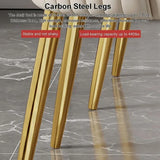 VELLUTO Golden Frame Mid Century Modern Dining Chair Faux Leather Side Chair Upholstered Dining Chairs Set of 2 - Side View