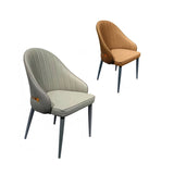 VELLUTO Dining Chairs Set Armchairs Mid Century Modern Kitchen Dining Room Chairs Faux Leather Accent Chairs Metal Vanity Lounge Chair with Back for Living Room Bedrooms  Set of 2 (Brown) - Side View