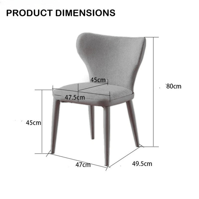 VELLUTO Modern Kitchen Dining Room Chairs Faux Leather Flannel Accent Chairs Metal Vanity Lounge Chair with Back for Living Room Set of 2 (Dark Grey)
