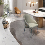 VELLUTO Dining Chairs Set Armchairs Mid Century Modern Kitchen Dining Room Chairs Faux Leather Accent Chairs Metal Vanity Lounge Chair with Back for Living Room Bedrooms  Set of 2 (Grey) - Top-Down View