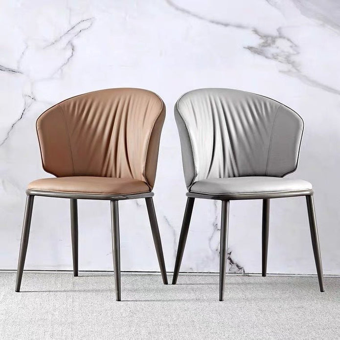 VELLUTO Modern Armless Upholstered Side Chair with Metal Legs for Kitchen & Dining Set of 2 (Grey)