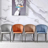 VELLUTO Modern Armless Upholstered Side Chair with Metal Legs for Kitchen & Dining Set of 2 (Grey) - Side View
