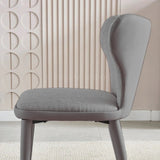 VELLUTO Modern Kitchen Dining Room Chairs Faux Leather Flannel Accent Chairs Metal Vanity Lounge Chair with Back for Living Room Set of 2(Light Grey) - Side View