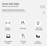 Smart Bedside Tables Side 3 Drawers Wireless Charging USB Right Hand Nightstand LED Light AU - Side View