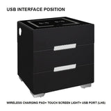 Smart Bedside Tables Side 3 Drawers Wireless Charging USB Right Hand Nightstand LED Light AU - Extra Image