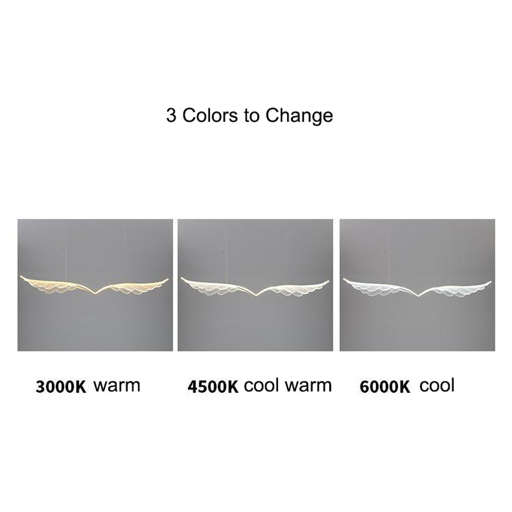 BAMDECOR 150cm Wing-Shaped LED Ceiling Light 3-Color Changeable Stepless Dimming High Light Transmission Board Modern Lighting Fixture