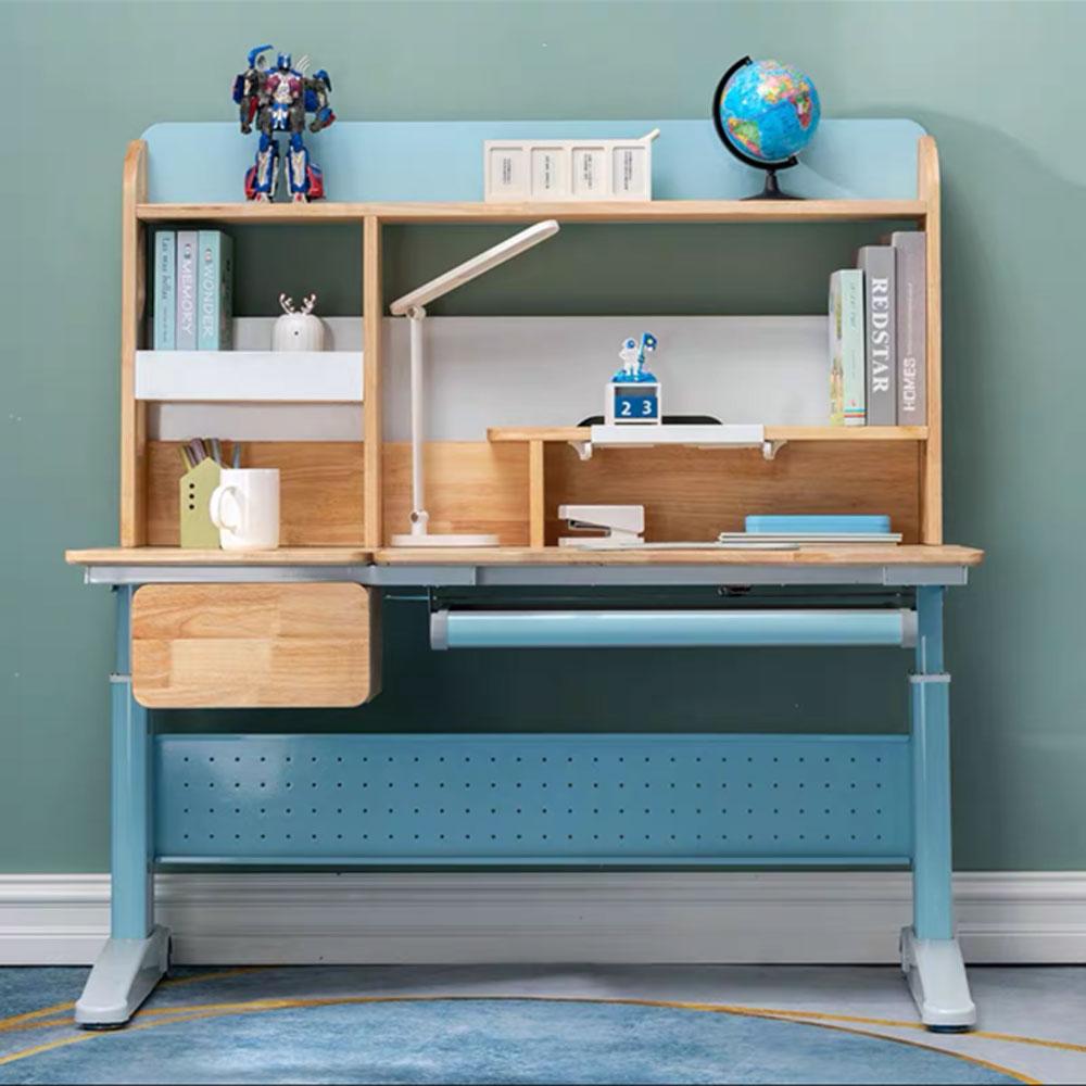 Solid Rubber Wood Height Adjustable Children Kids Ergonomic Blue  Study Desk Chair Set  120cm AU