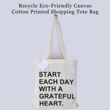 4 pcs Recyclable Eco-friendly Tote Canvas Cotton Printed Shopping Bags - Front View