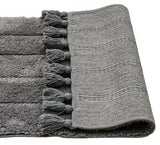 Cotton Fringe Tufted Non-Slip Bathmat Charcoal Grey - Front View