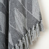 Soft Cotton Handloom Bed & Sofa Throw Blanket Plaid Pattern Grey - Side View
