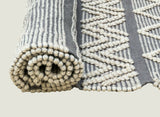 Boho Style Hand Loomed Recycle Cotton Wool Woven Design Rug 150 x 200 cm - Front View
