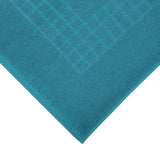 Microfiber Soft Non Slip Bath Mat Check Design (Petrol) - Side View