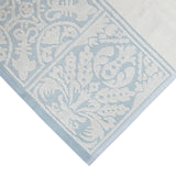 Premium Cotton Towel Jacquard White Blue Design - Top-Down View