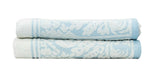 Premium Cotton Towel Jacquard White Blue Design - Side View