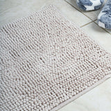 Microfiber Shower & Bathroom Bath Mat Non Slip Soft Pile Design (Light Grey) - Front View