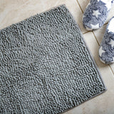 Microfiber Shower & Bathroom Bath Mat Non Slip Soft Pile Design (Beige) - Front View
