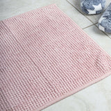 Microfiber Shower & Bathroom Bath Mat Non Slip Soft Pile Design (Pink) - Front View
