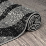 Adore Geometric Textural Rug - Grey - 160x230 - Close-Up Angle
