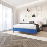 Velvet Blue Bed Frame – Double - Front View