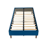 Velvet Blue Bed Frame – Double - Low Angle