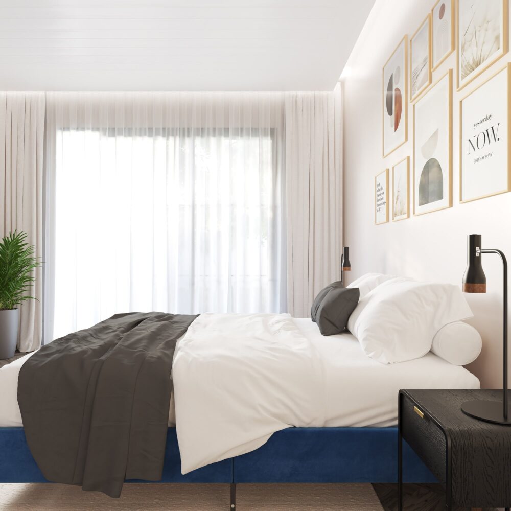 Velvet Blue Bed Frame ? Queen