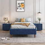Velvet Blue Bed Frame – Single - Side View