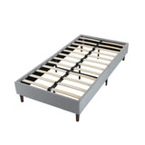 Bedframe with Wooden Slats (Light Grey) – Queen - Front View
