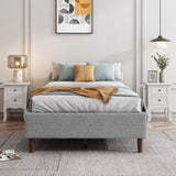 Bedframe with Wooden Slats (Light Grey) ? Queen