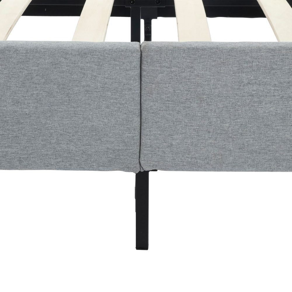 Bedframe with Wooden Slats (Light Grey) ? Queen