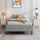 Bedframe with Wooden Slats (Light Grey) – Single - Top-Down View