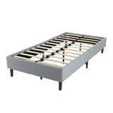 Bedframe with Wooden Slats (Light Grey) – Single - Rear View