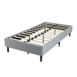 Bedframe with Wooden Slats (Light Grey) – Single - 45-Degree Angle