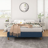 Metal Bed Frame Mattress Foundation Blue – King - Top-Down View