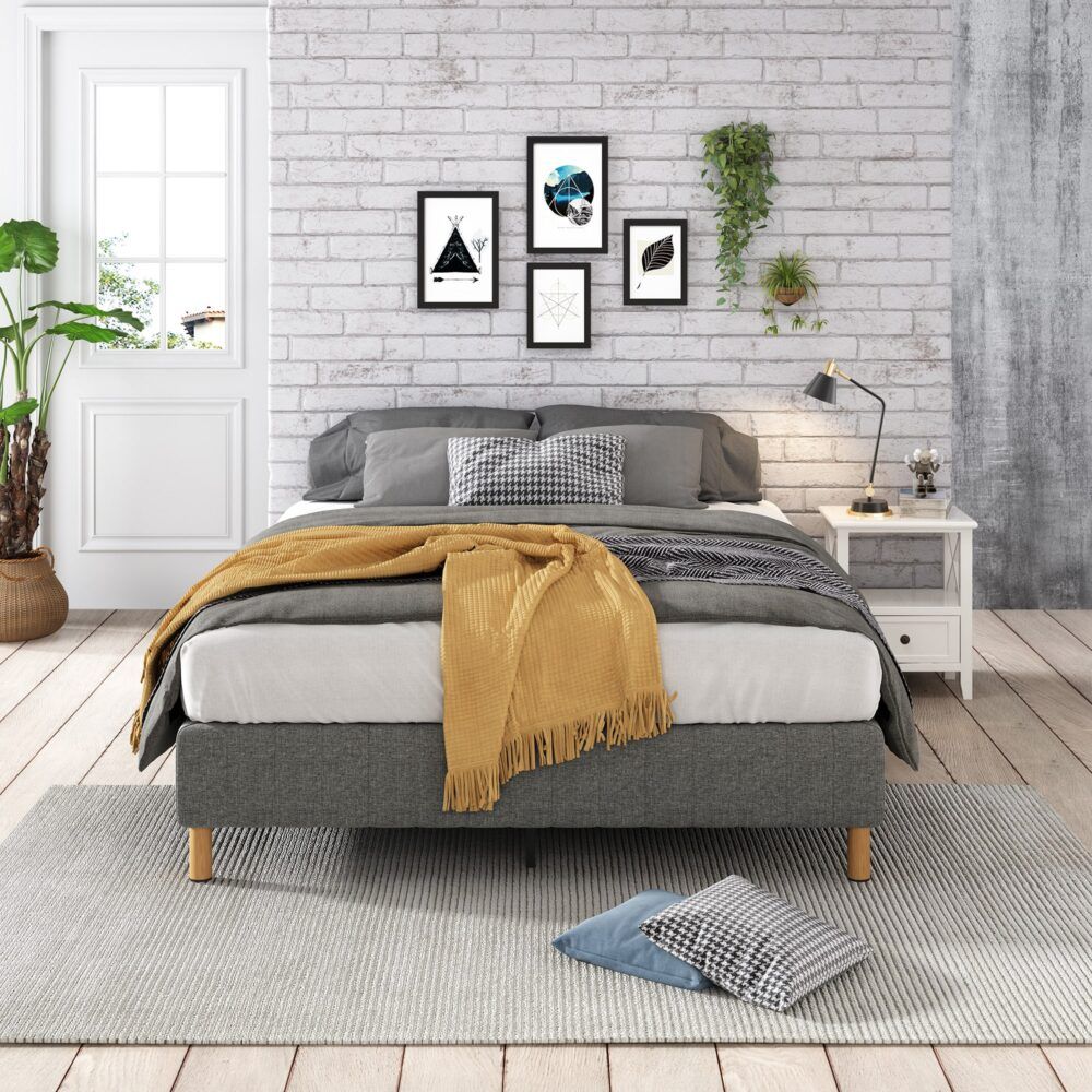 Metal Bedframe Mattress Foundation (Dark Grey) ? King