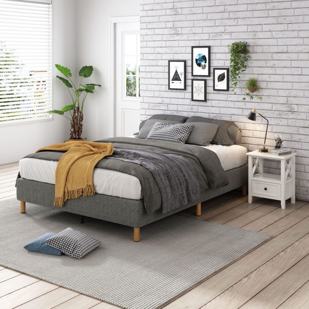 Metal Bedframe Mattress Foundation (Dark Grey) ? King