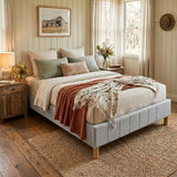 Metal Bedframe Mattress Foundation (Light Grey) ? King