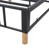 Metal Bedframe Mattress Foundation (Light Grey) – King - Close-Up Angle