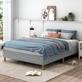 Metal Bedframe Mattress Foundation (Light Grey) – King - Front View