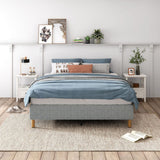 Metal Bedframe Mattress Foundation (Light Grey) – Queen - Side View