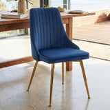 Viva Forever Set of 2 Blue Velvet Dining Chairs – Art Deco Design with Gold Metal Legs - Top-Down View