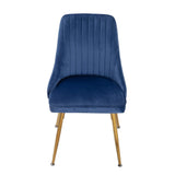 Viva Forever Set of 2 Blue Velvet Dining Chairs 鈥 - Side View