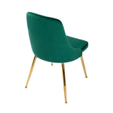 Viva Forever Set of 2 Green Velvet Dining Chairs-Art Deco Design with Gold Metal Legs - Close-Up Angle