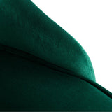 Viva Forever Set of 2 Green Velvet Dining Chairs-Art Deco Design with Gold Metal Legs - Close-Up Angle